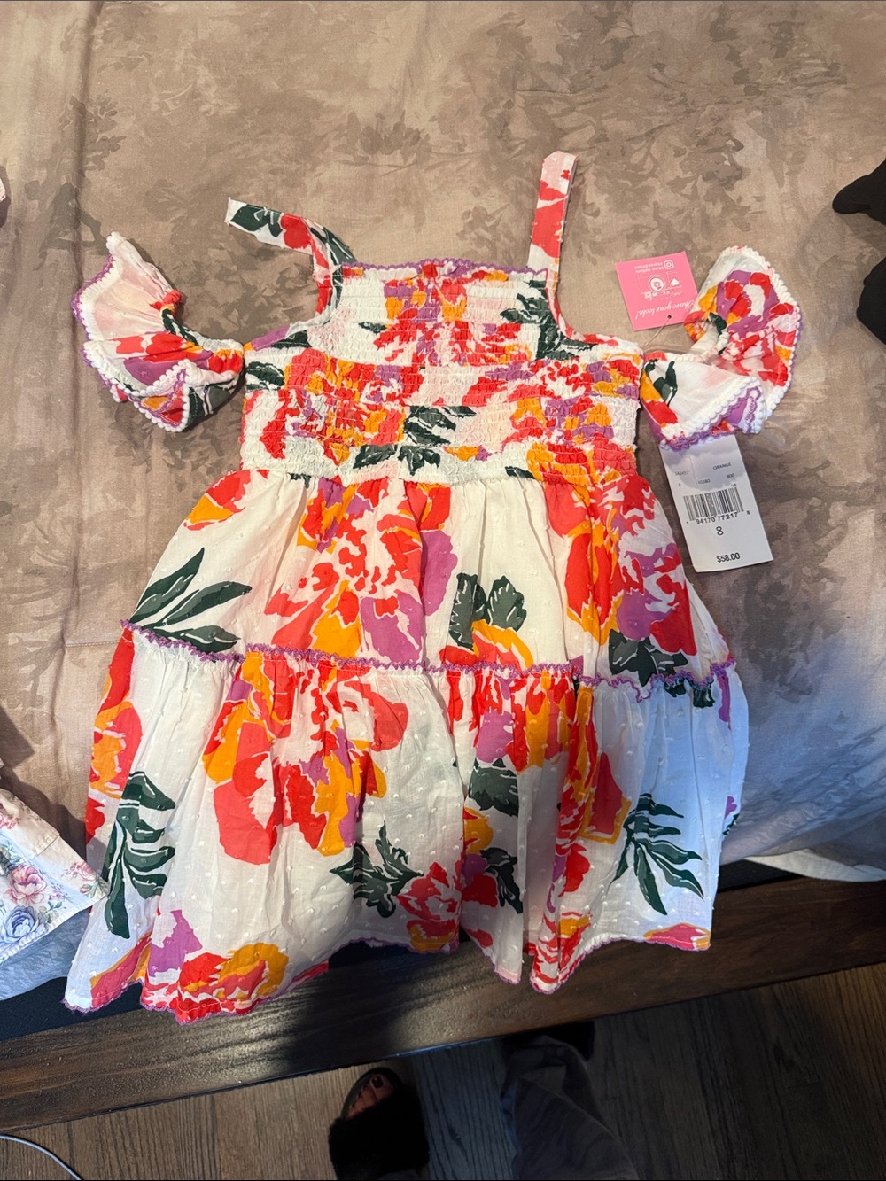 Floral Smocked Cold-Shoulder Dress